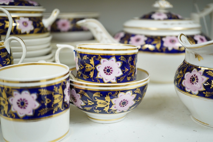 A Derby part tea and coffee set, c.1825. Condition - poor to fair